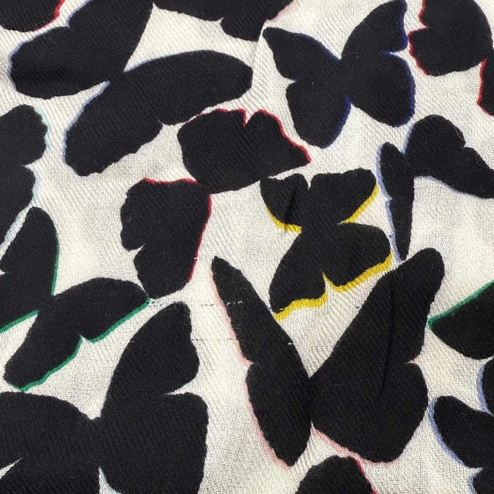Kate Spade Black and White Butterfly Print Scarf - Picture 5 of 9